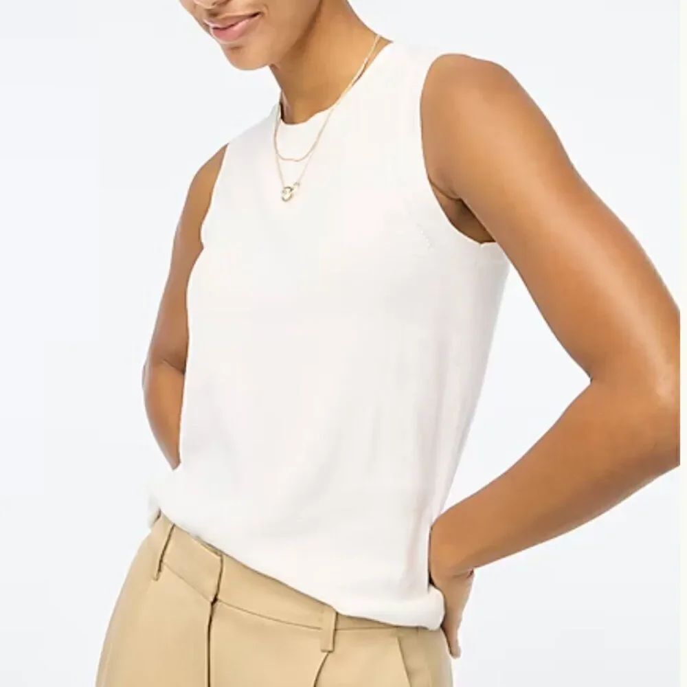 J. Crew Factory BO375 Classic sweater shell white NWT